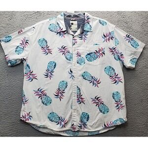 Free Planet Shirt Mens Size 3X Multi Pineapple Short Sleeve Collared Button Down